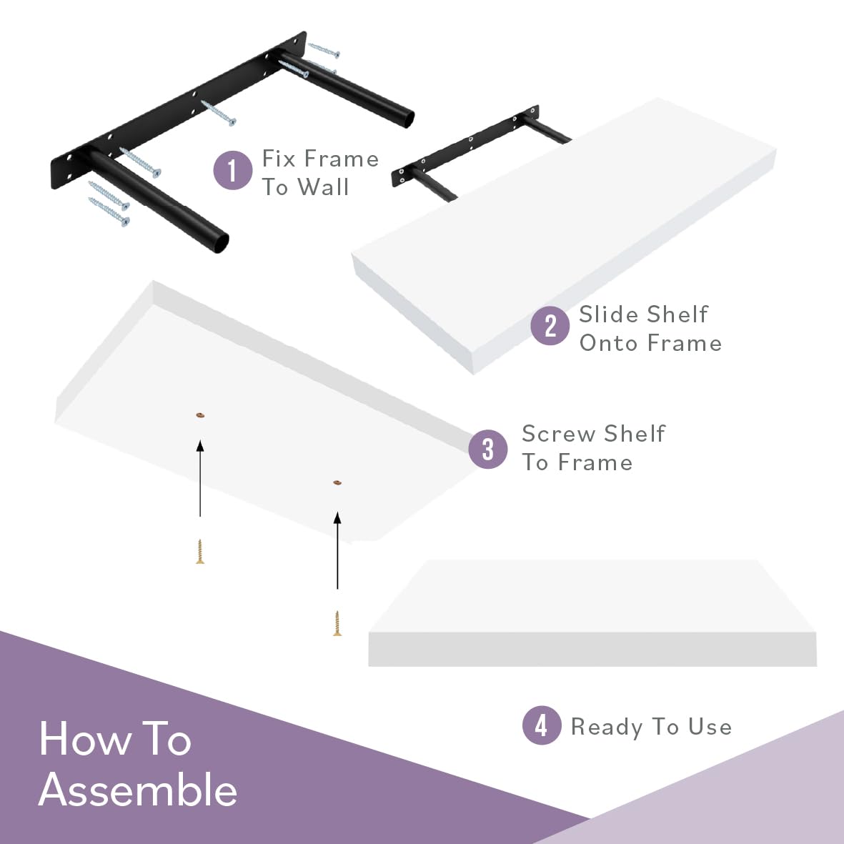 Anika Floating Wall Shelf - High Gloss White | 80cm x 23cm | 15KG Capacity 7
