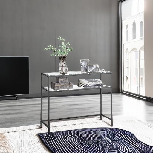 VASAGLE Console Table - Tempered Glass Top | Black Steel Frame | 100 x 35 x 80 cm 6