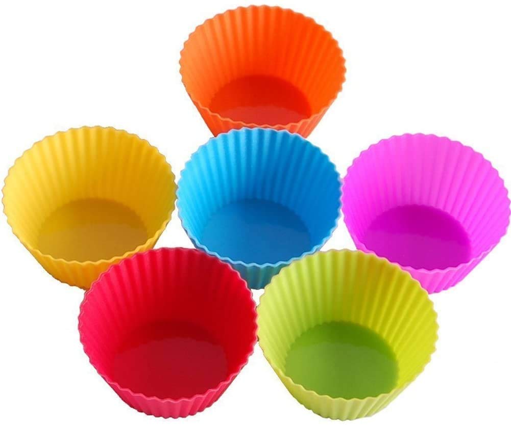 Zuvo Reusable Baking Cups - 24 Pack Silicone Muffin Molds | Non-Stick & Dishwasher Safe