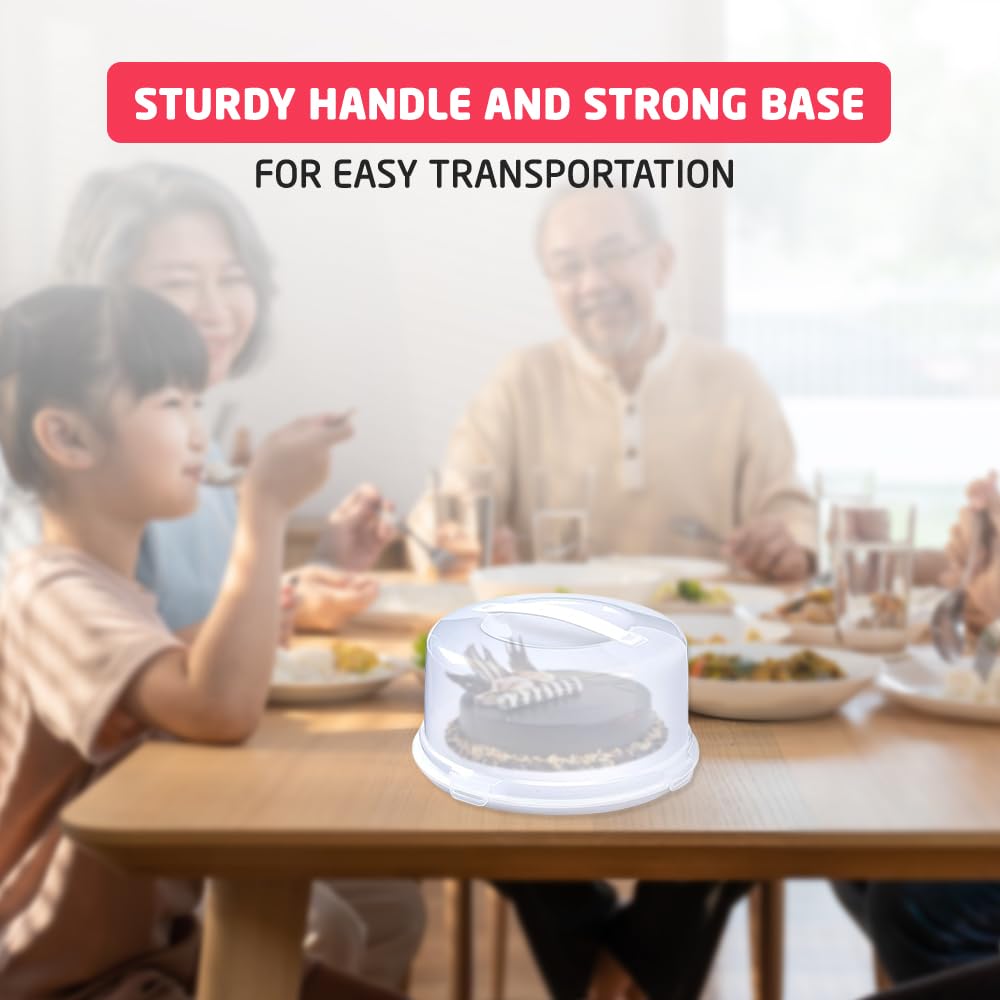 ACCURATE Round Plastic Cake Box - White, Durable, Secure Carry Handle | Holds Cakes up to 30 cm 8