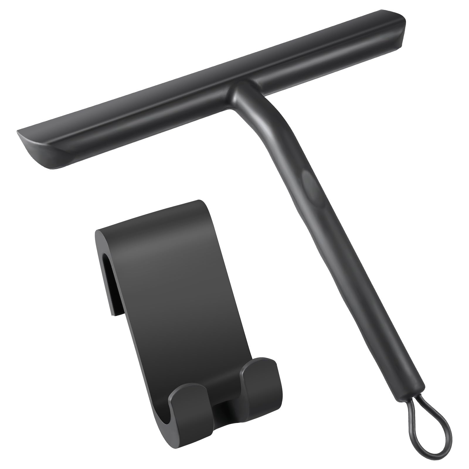 Vinabo Silicone Shower Squeegee Cleaner with Hook | Black | Non-Scratch Design 1