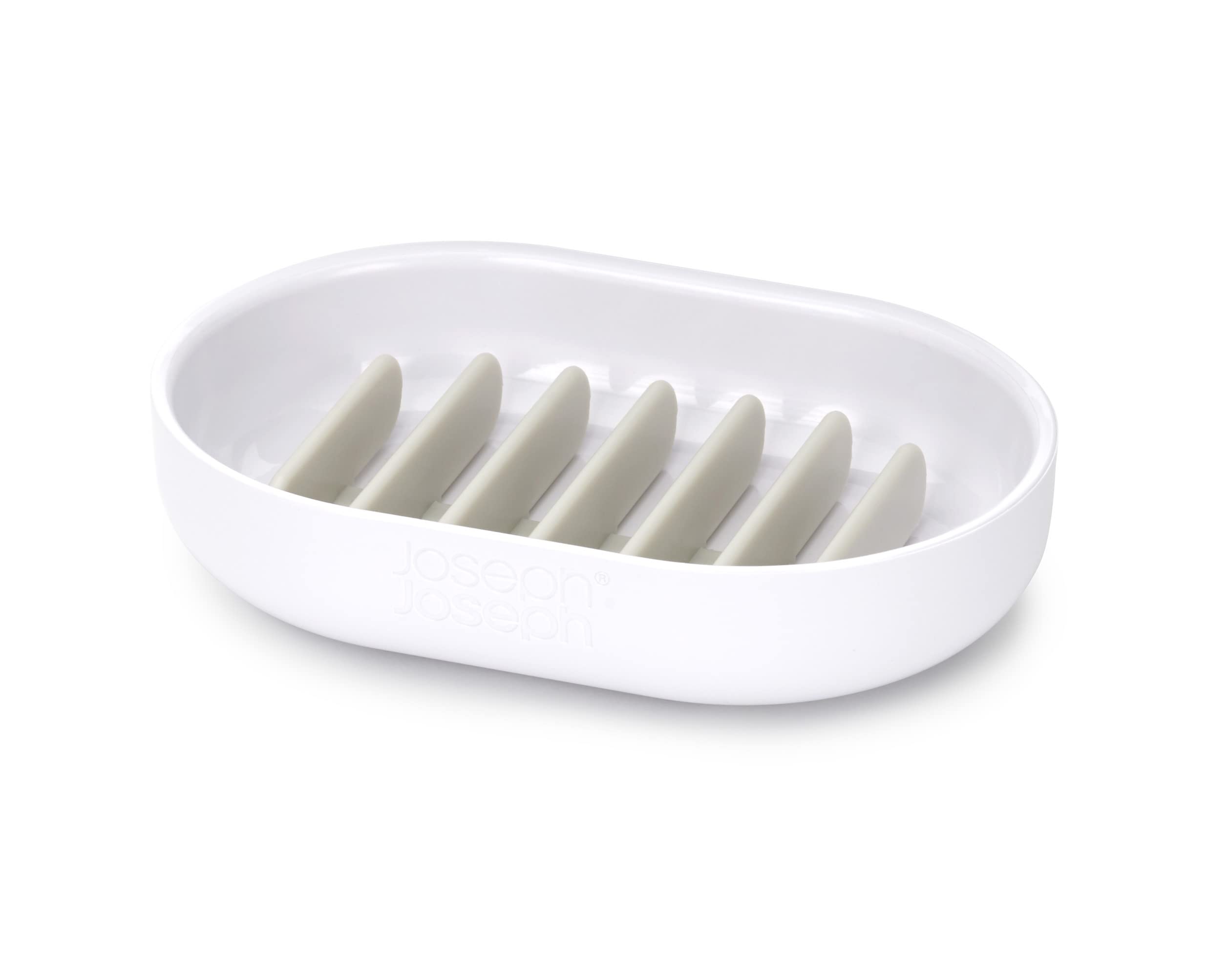 Joseph Joseph Duo Quick-drain Soap Dish Holder with Removable Drying Rack | White ABS | 80x116x25mm 1