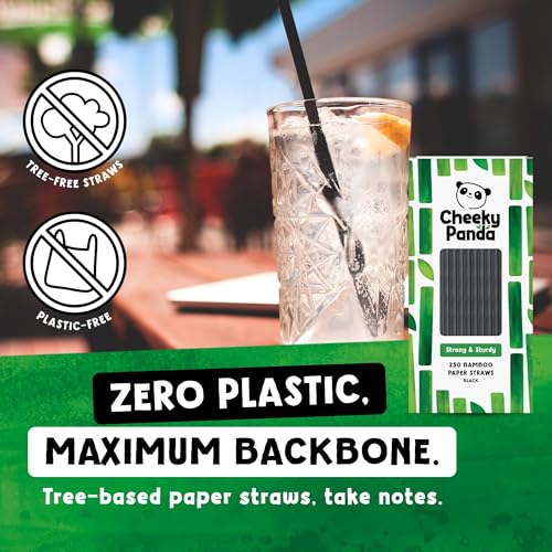The Cheeky Panda Bamboo Paper Straws - 250 Black Count | Biodegradable | Vegan Friendly