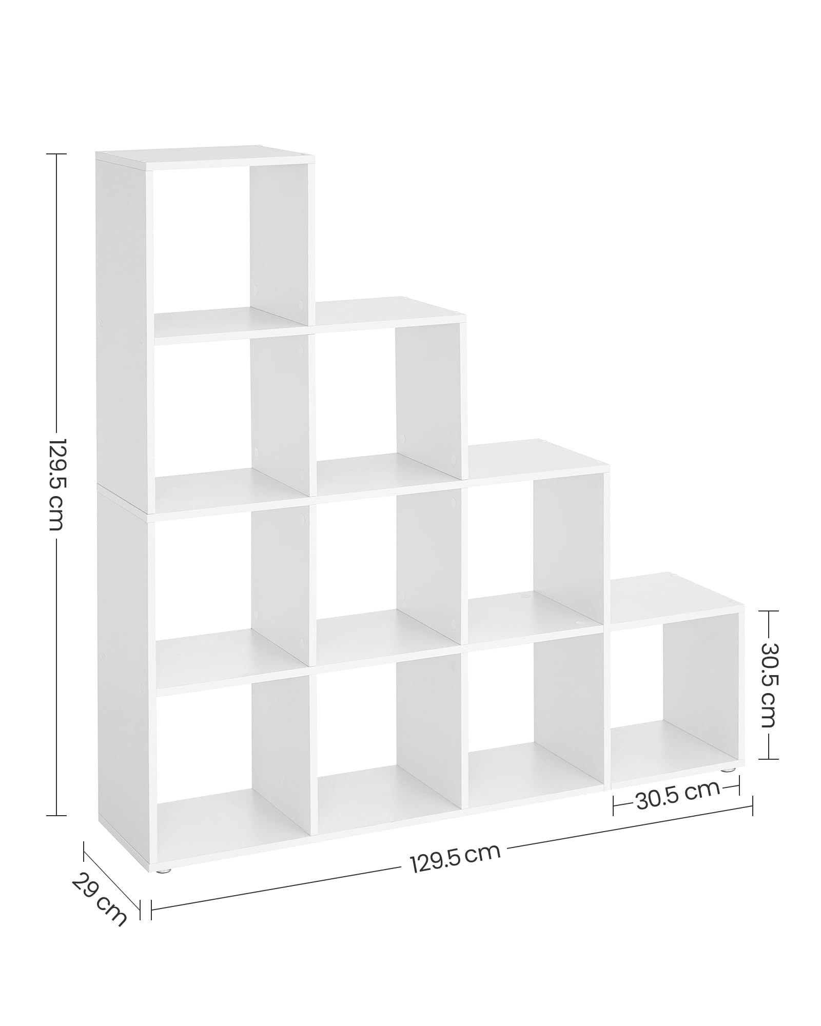 VASAGLE 10-Cube Bookcase - Cloudy White | Engineered Wood | 29 x 129.5 x 129.5 cm 3