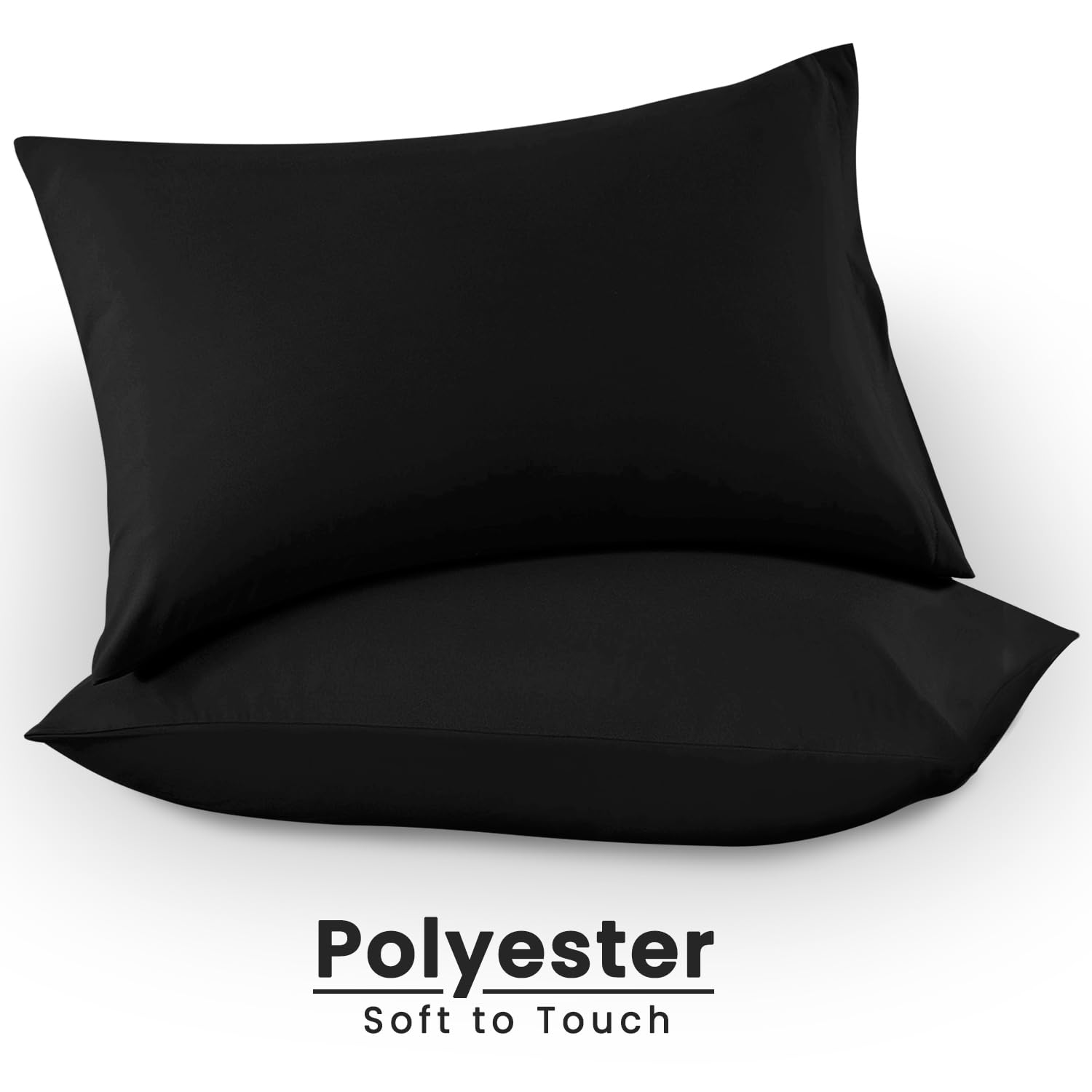 Super Dreamer Microfiber Pillow Cases - 2 Pack Black Housewife Style | 74x48 cm | 100% Polyester 4