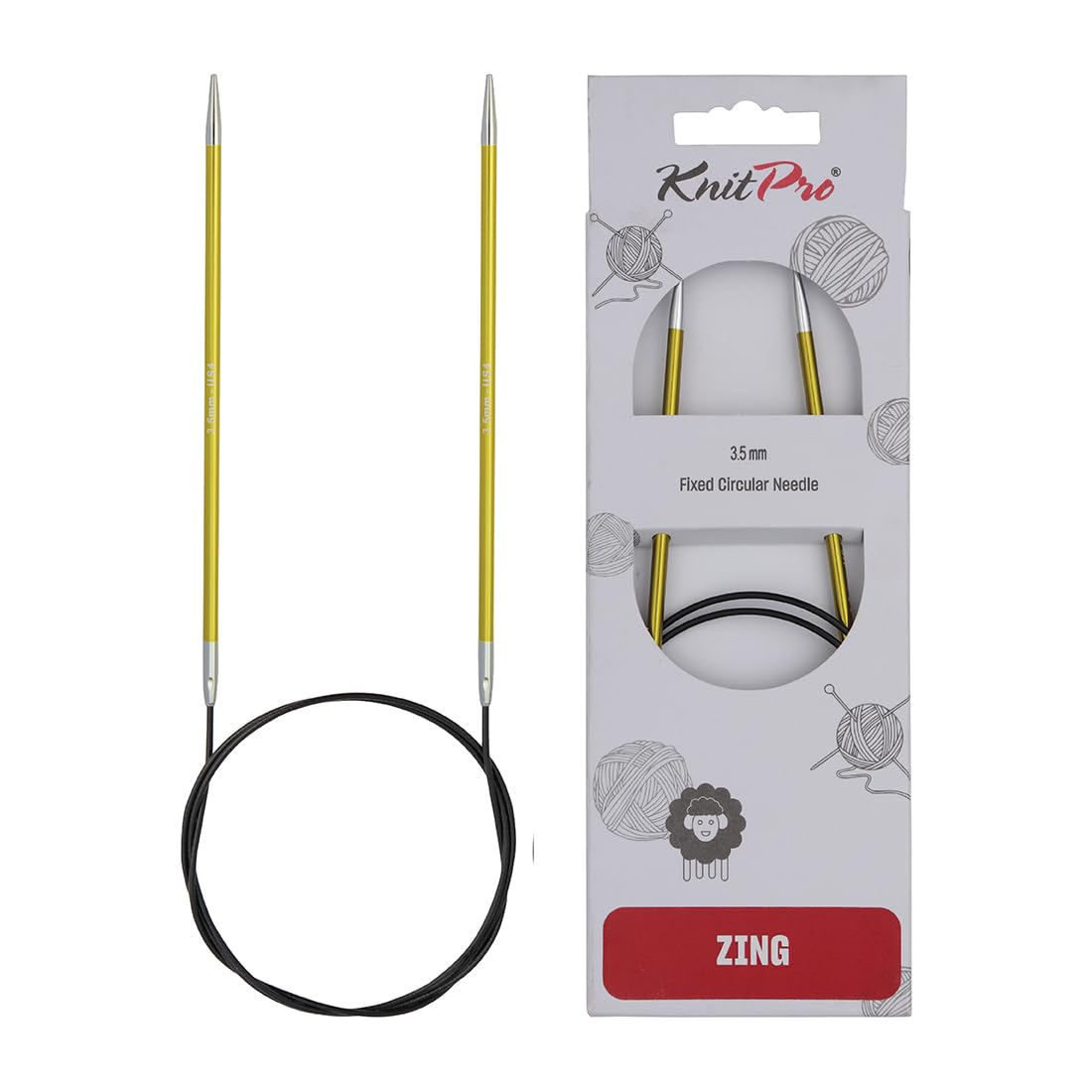 KnitPro Zing Fixed Circular Knitting Needles - 3.50mm Size, 40cm Length | Lightweight Aluminium 1