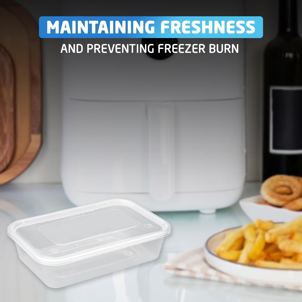 1ABOVE Secure Pack 50 x 500ML Microwave Safe Plastic Food Containers with Airtight Lids 8
