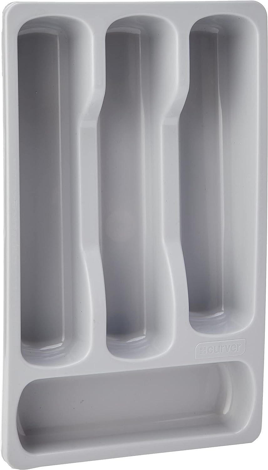CURVER Plastic Drawer Organiser - Small Cutlery Tray | Grey | 33 x 20 x 6 cm 1