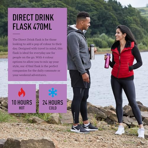 Thermos Direct Drink Flask - 470 ml Pink Stainless Steel Vacuum Insulated 3