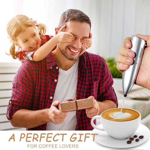 POWSAF Handheld Milk Frother - Creamy Froth in 10 Seconds | Battery Operated | Grey 3