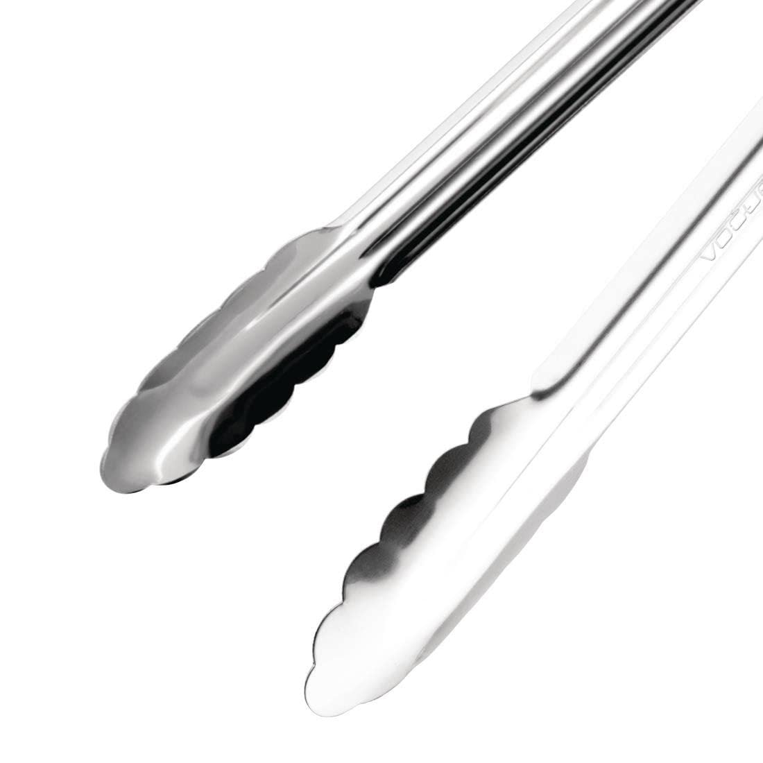 Hygiplas Stainless Steel Colour Coded Serving Tongs - Black | 300mm Length | Ergonomic Grip 7