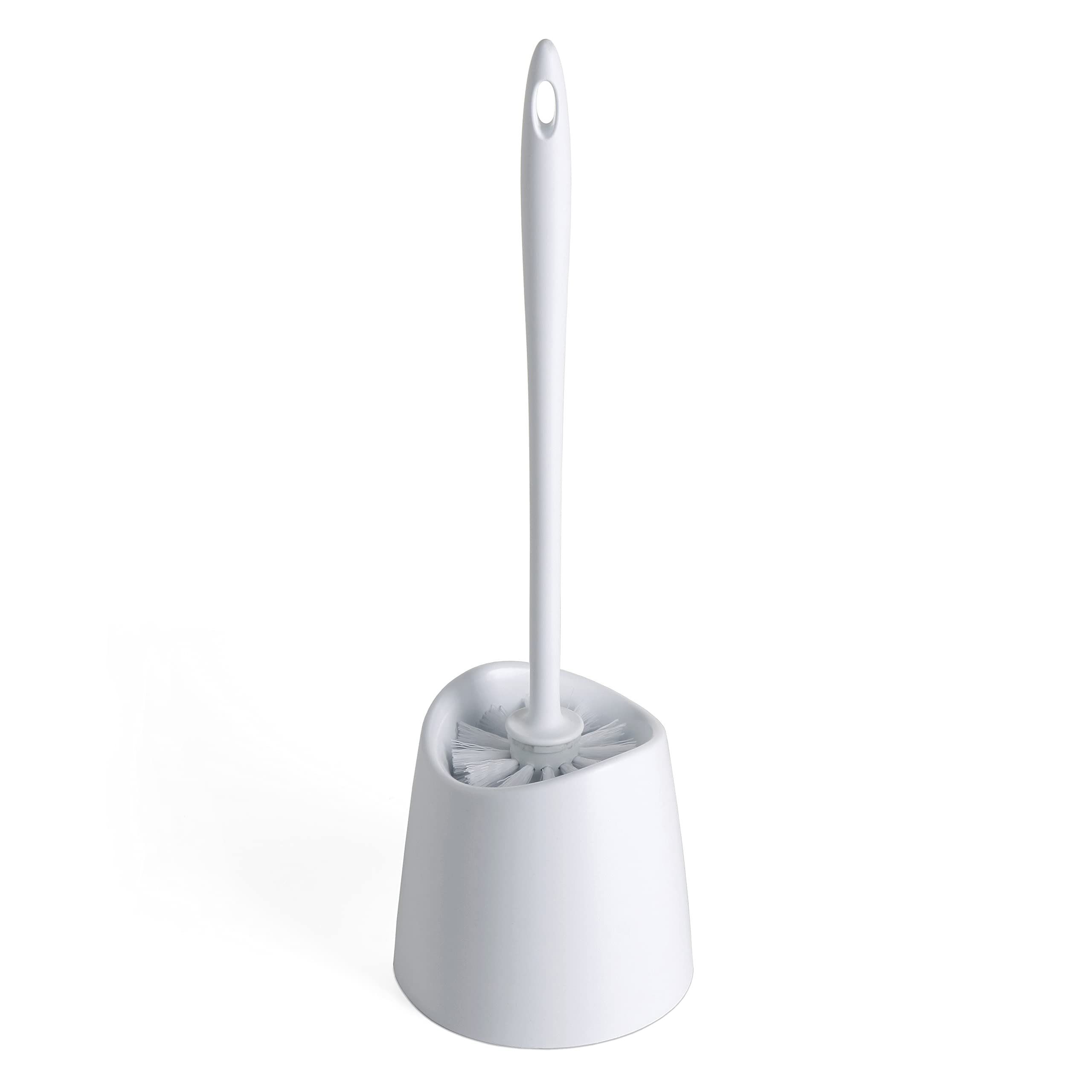 TATAY Plastic Toilet Brush & Holder Set - Durable, Moisture-Resistant, Made in Spain | White 2