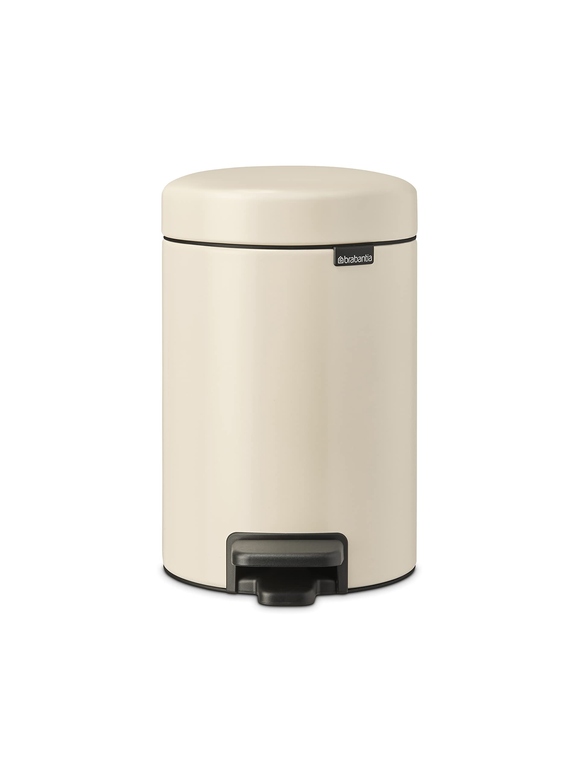 Brabantia NewIcon Pedal Bin 3L for Bathroom/Toilet | Soft Closing Lid | Soft Beige 1