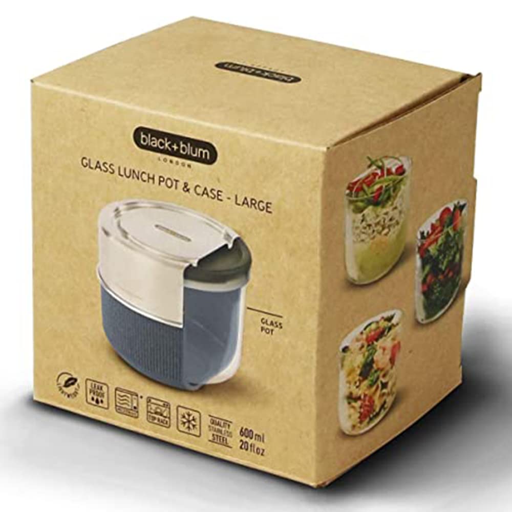 BLACK + BLUM Glass Meal Prep Lunch Bowl - Leak Proof Food Container | 600 ml | Slate 7