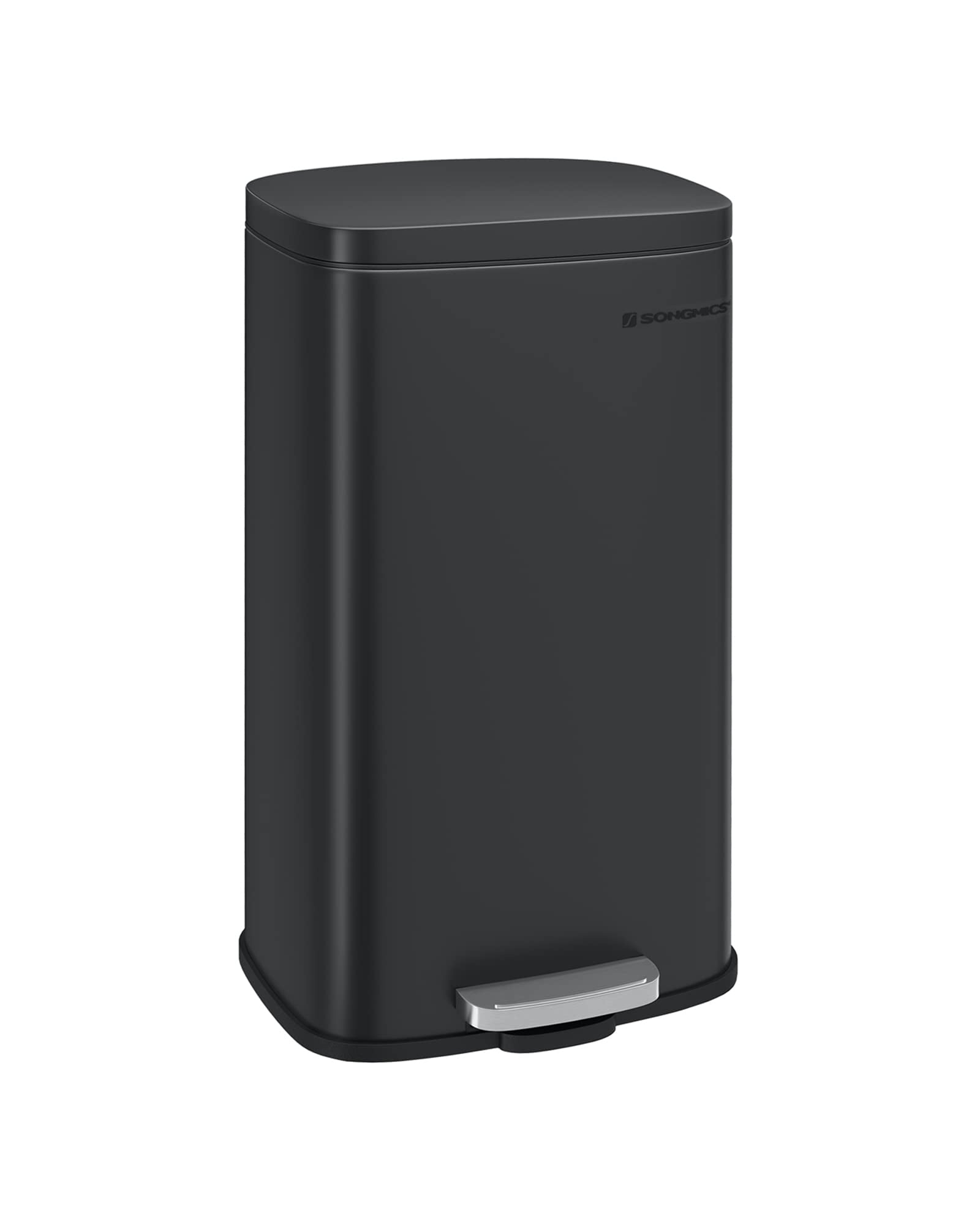SONGMICS Kitchen Bin 8 Gallon (30 L) Pedal Rubbish Bin | Soft Close | Black Steel LTB03BK 1