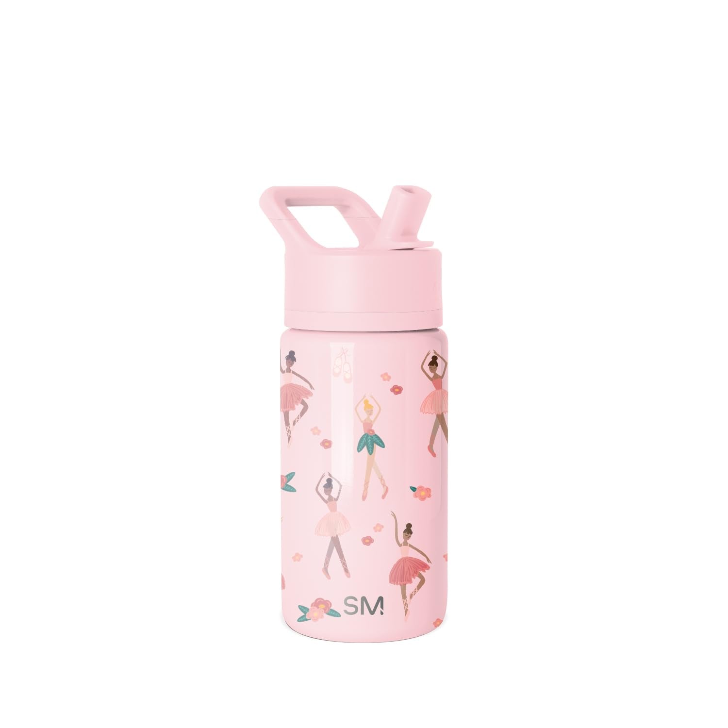 Simple Modern Kids Summit Water Bottle - 414 ml Insulated Stainless Steel with Straw Lid | Pink Ballerina