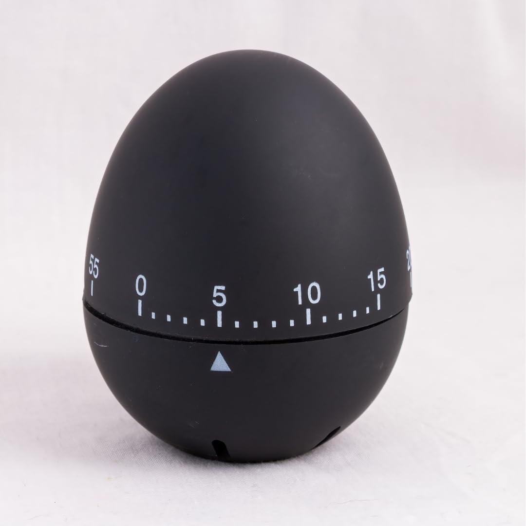 Chef Aid Egg Shape Mechanical Kitchen Timer - 60 Minute Countdown | Battery Free | Black Plastic 2