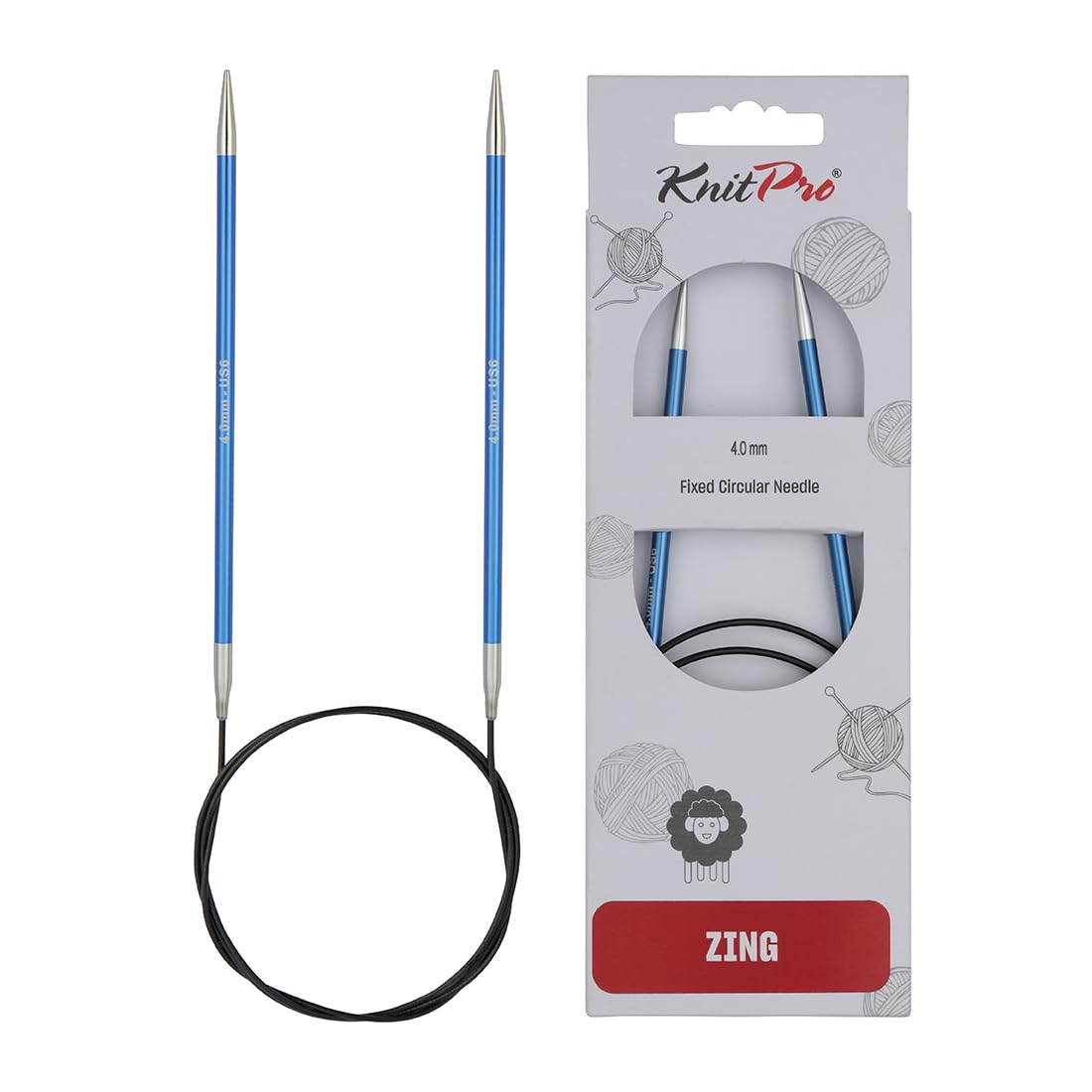 KnitPro Zing Fixed Circular Knitting Needles - 4.00mm Size | 100cm Length | Lightweight Aluminium 1
