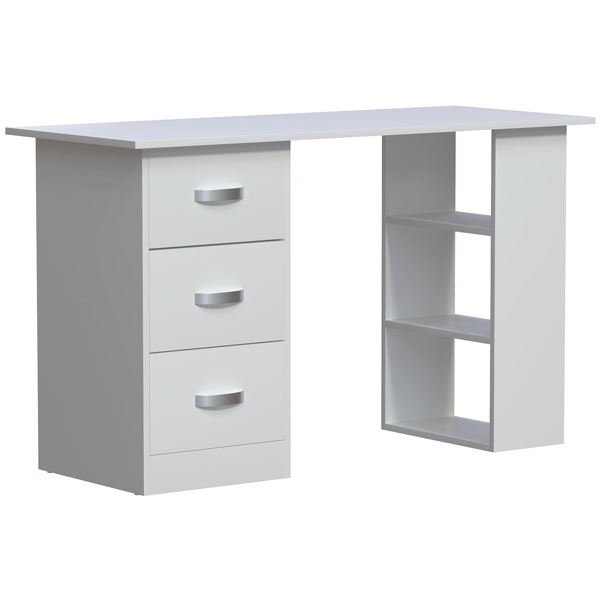 Vida Designs Mason Computer Desk with 3 Drawers and Shelves | 120cm Wide | White 7