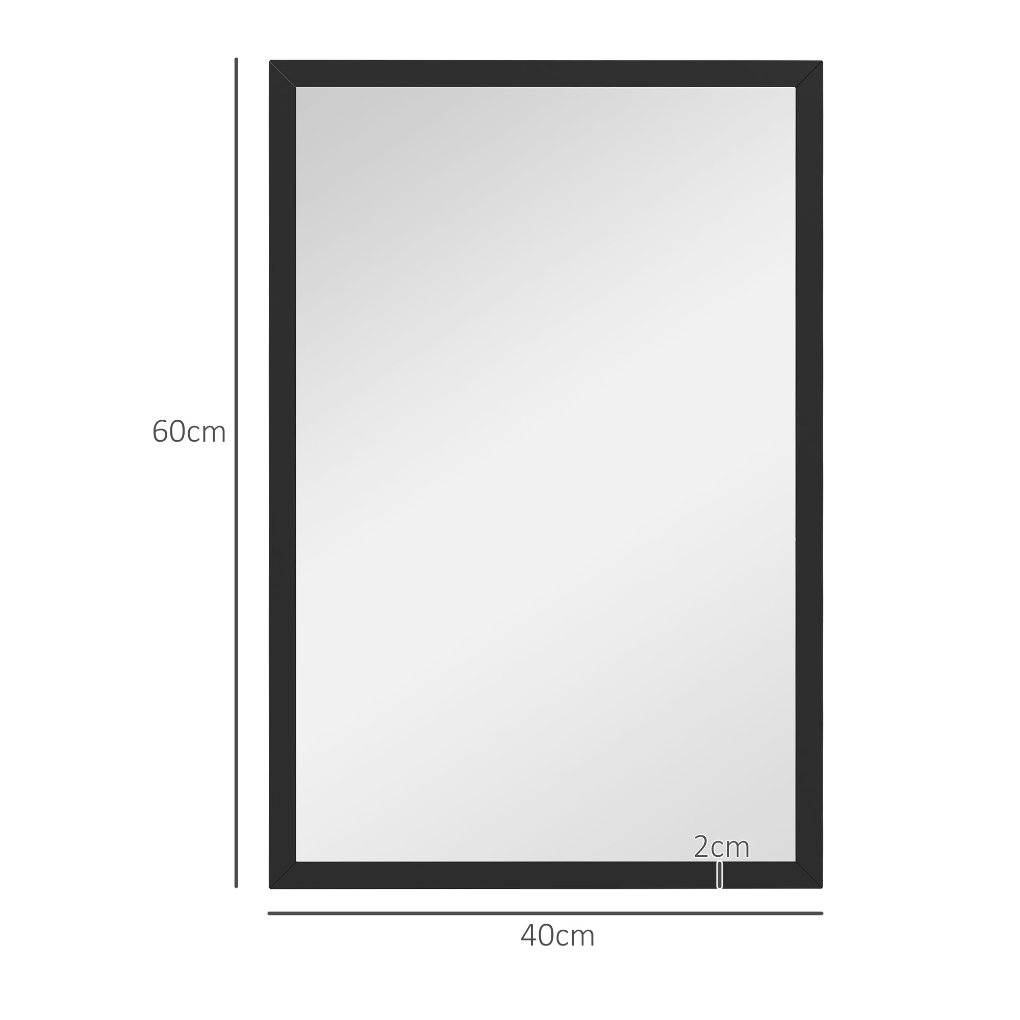 HOMCOM Decorative Rectangular Wall Mirror - 60 x 40 cm | Black | Easy Horizontal/Vertical Mount 7