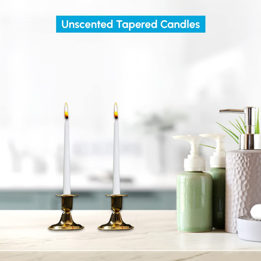 1ABOVE Tapered Dinner Candles - 10 Pack Unscented Slow Burning | 7 Hour Burn Time | Ivory Wax 3