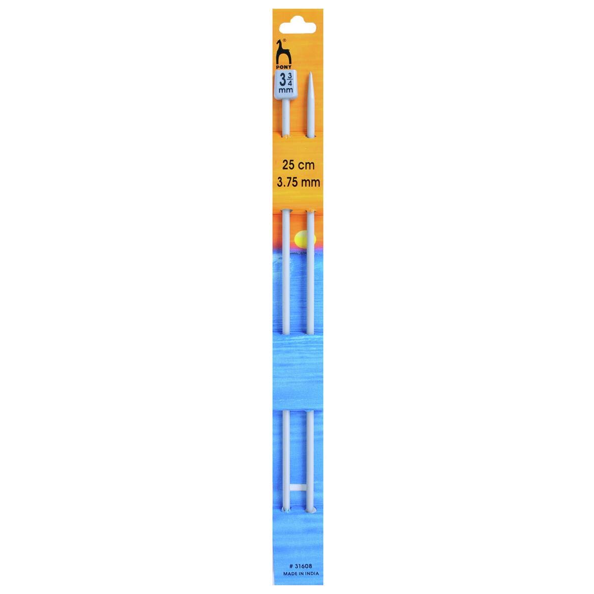 Pony Single Ended Knitting Pins - 3.75mm Diameter | 25cm Length | Anodized Aluminium 1