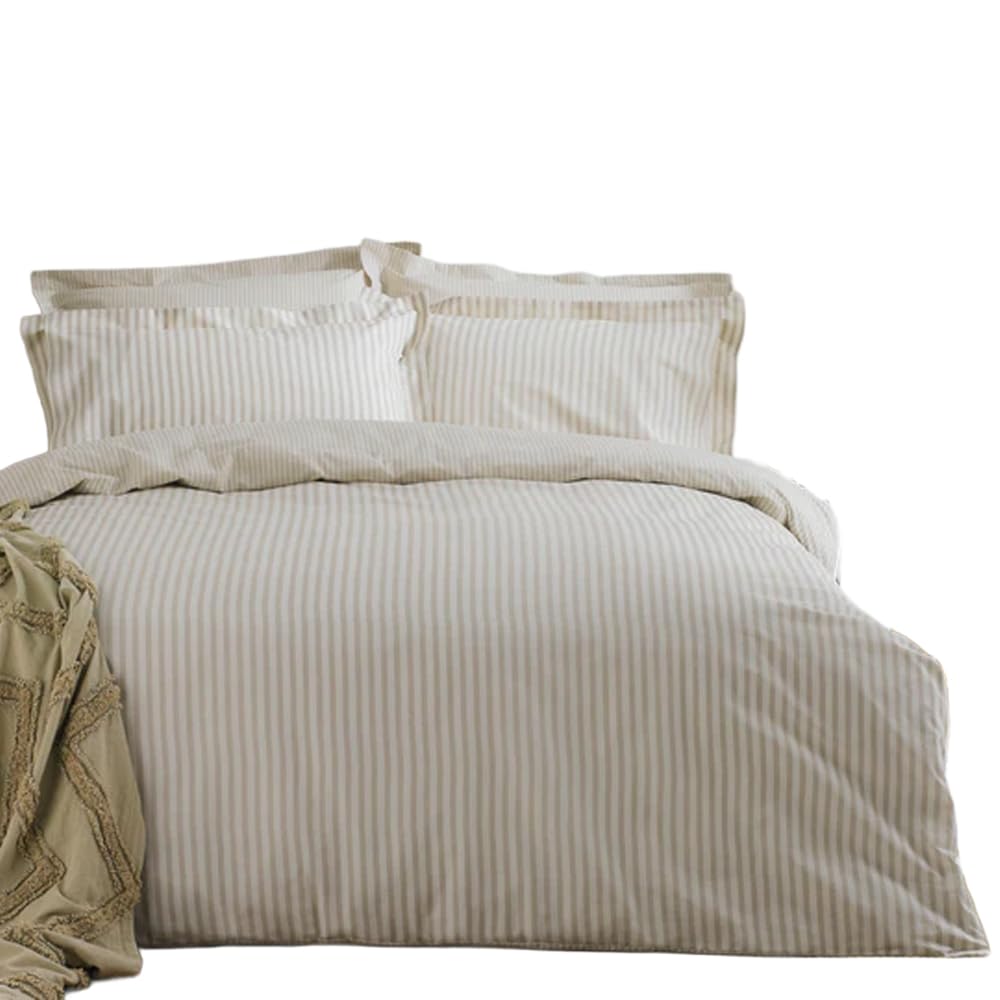 furn. Yard Hebden Reversible Stripe Cotton Duvet Cover Set - Grey, King Size, 100% Washed Cotton 4