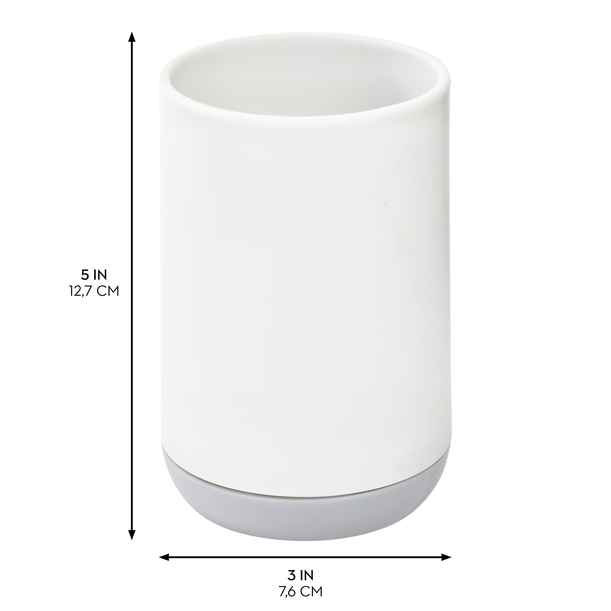 InterDesign Cade Toothbrush Holder - 3 Compartments, Plastic, White | 7.6 cm x 7.6 cm x 11.4 cm 2