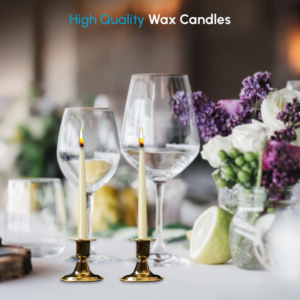 1ABOVE 10 Pack Tapered Dinner Candles - Unscented, Slow Burning, Smokeless | Ivory 5