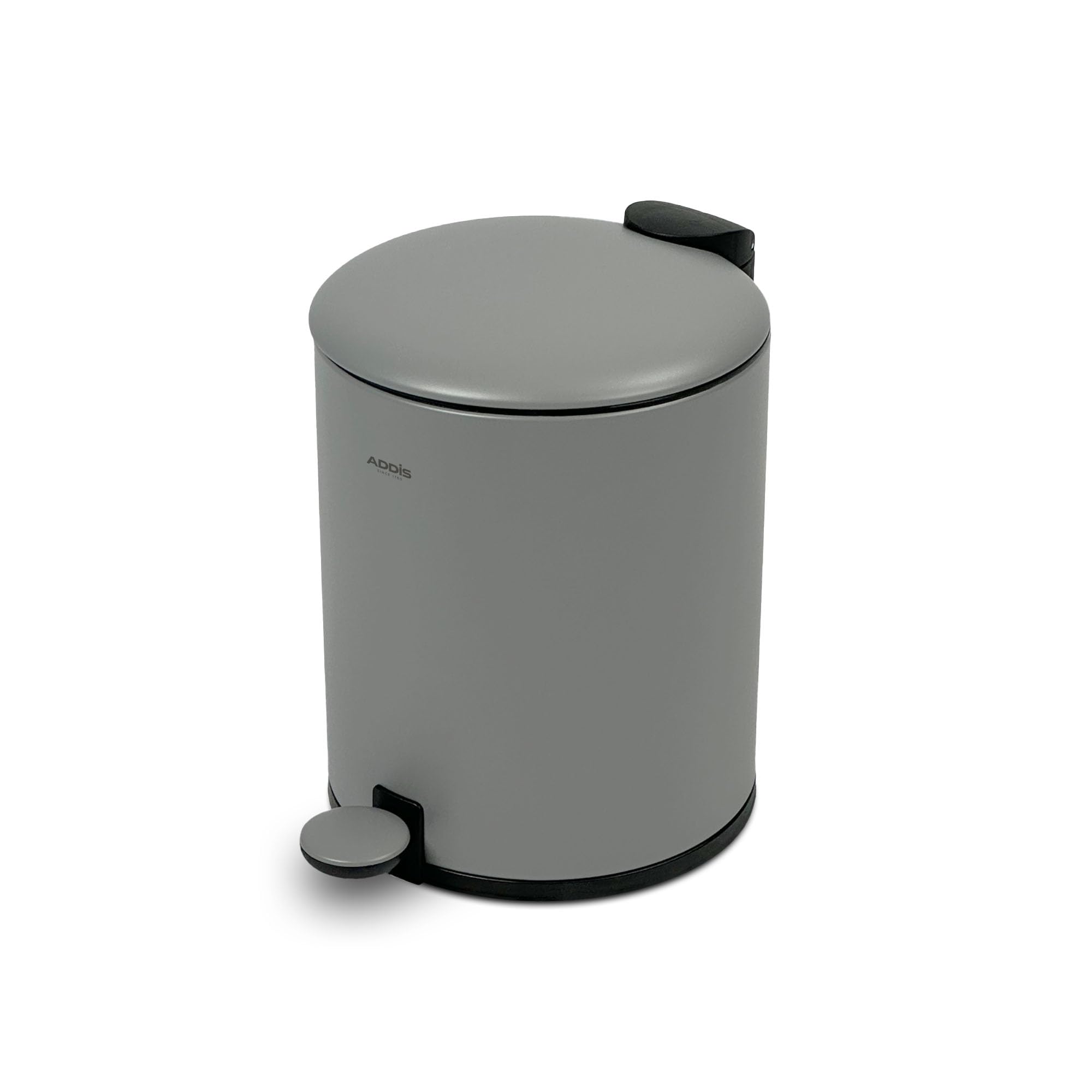 Addis 5L Bathroom Bin - Soft Close Pedal Operation | Compact Metal Design | Grey 1