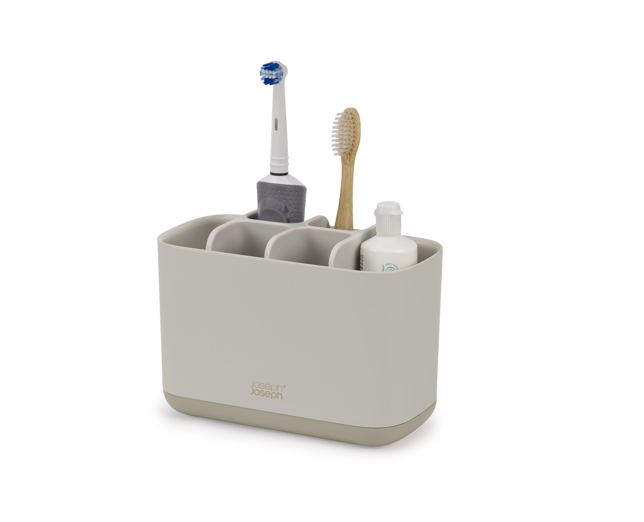 Joseph Joseph Easy-Store Toothbrush Holder Caddy - Ventilated Storage for Powered Brushes | Ecru