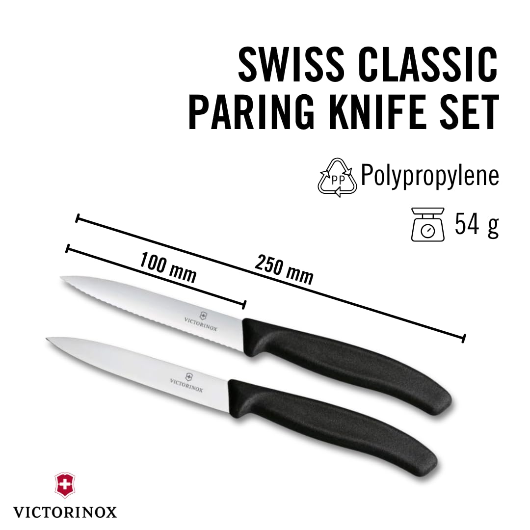 Victorinox Swiss Classic Tomato and Paring Knife Set - 2-Piece, Extra Sharp Blade, Black 2