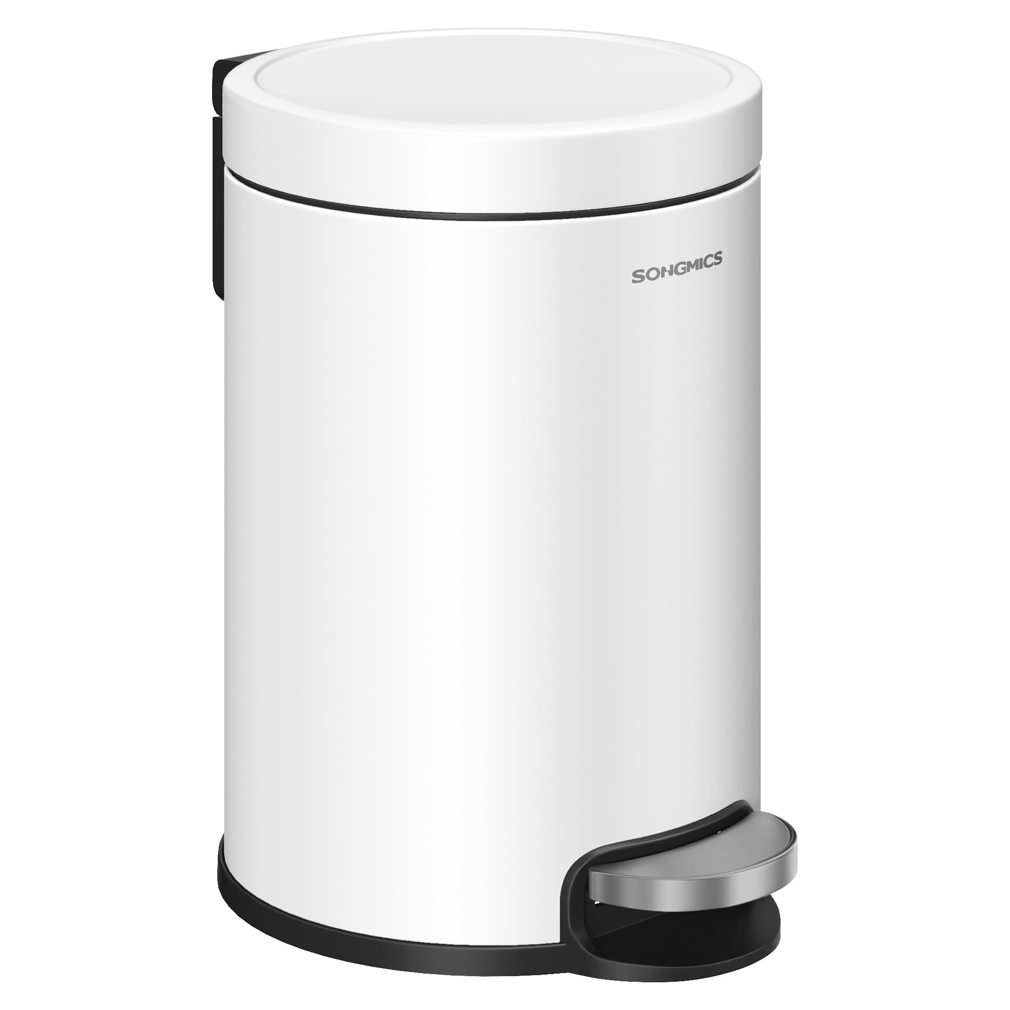 SONGMICS Bathroom Pedal Bin - 3 L Capacity | Soft-Close Lid | Cloud White Steel 1
