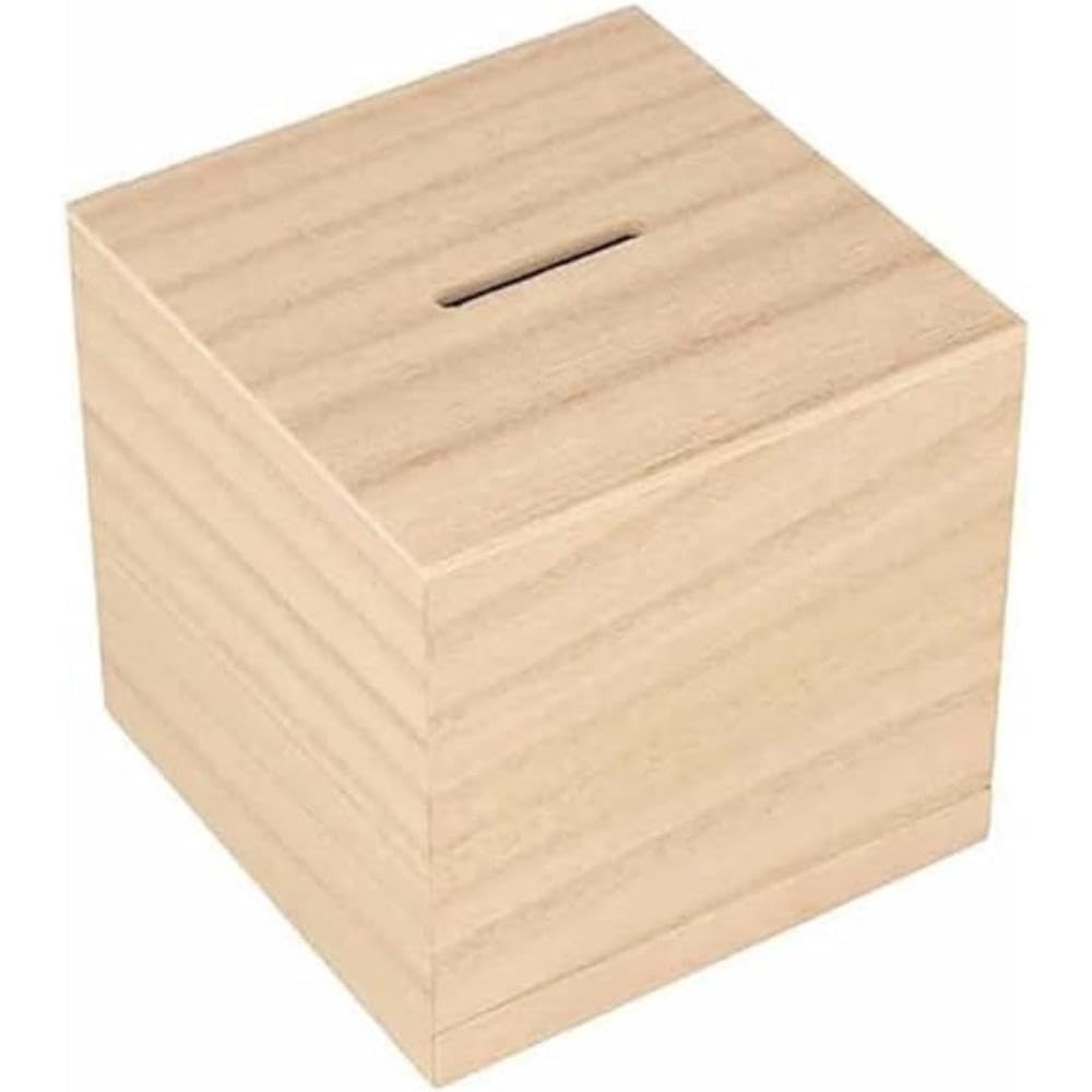 Artemio Square Wooden Piggy Bank - Customizable Craft Item | 8.5 x 8.5 cm 1