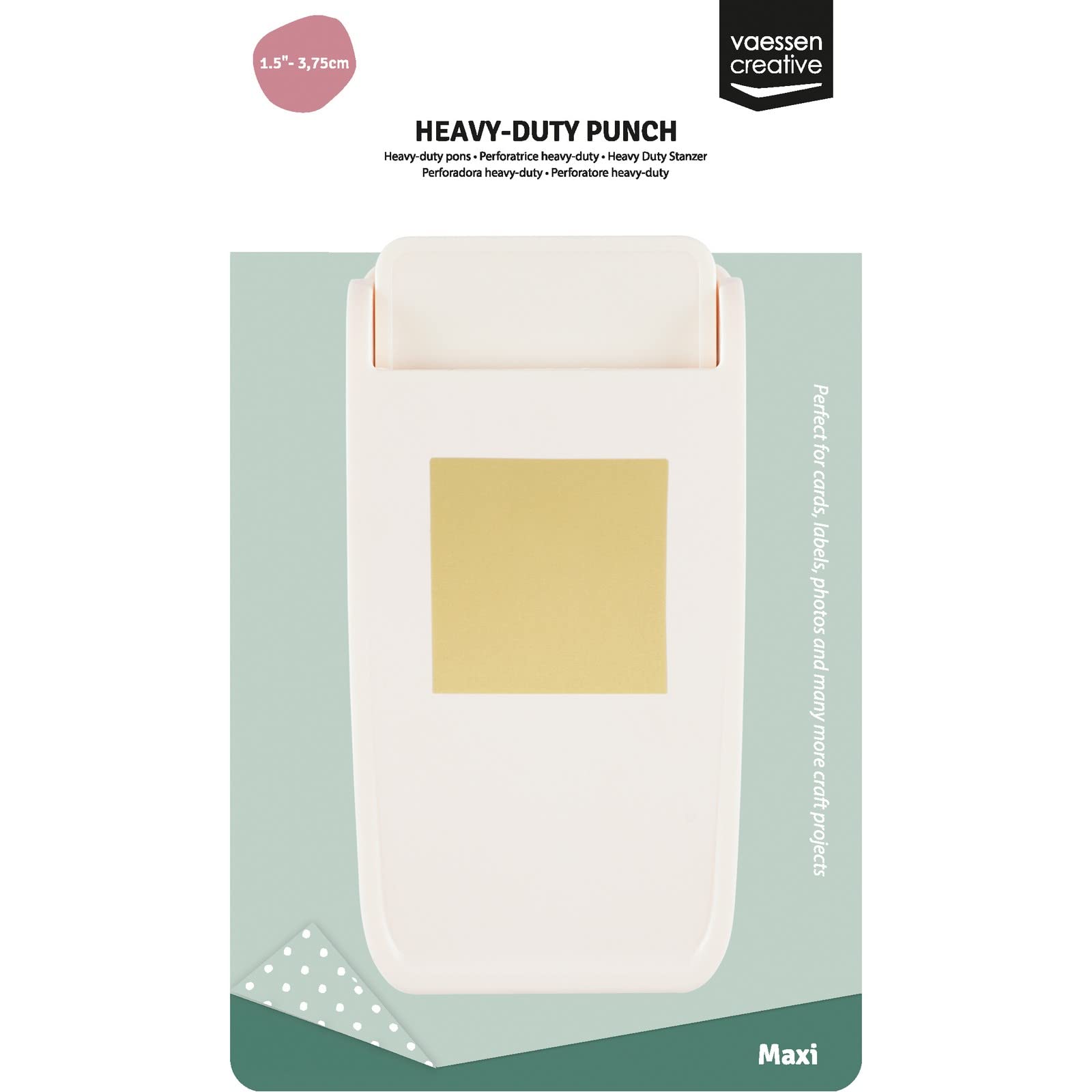 Vaessen Creative Heavy Duty Craft Punch - Square Cutout 3.75 x 3.75 cm | Maxi Size 4