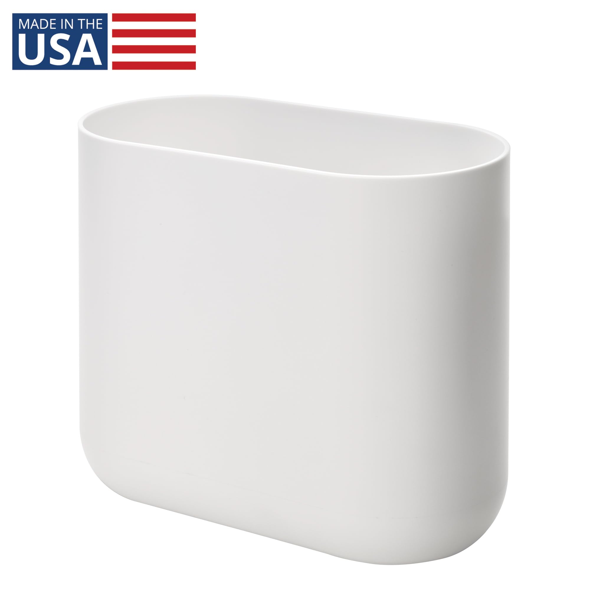 InterDesign Compact Plastic Bathroom Bin - White | Slim Oval Design | 26.8 cm x 14.0 cm x 24.8 cm 2