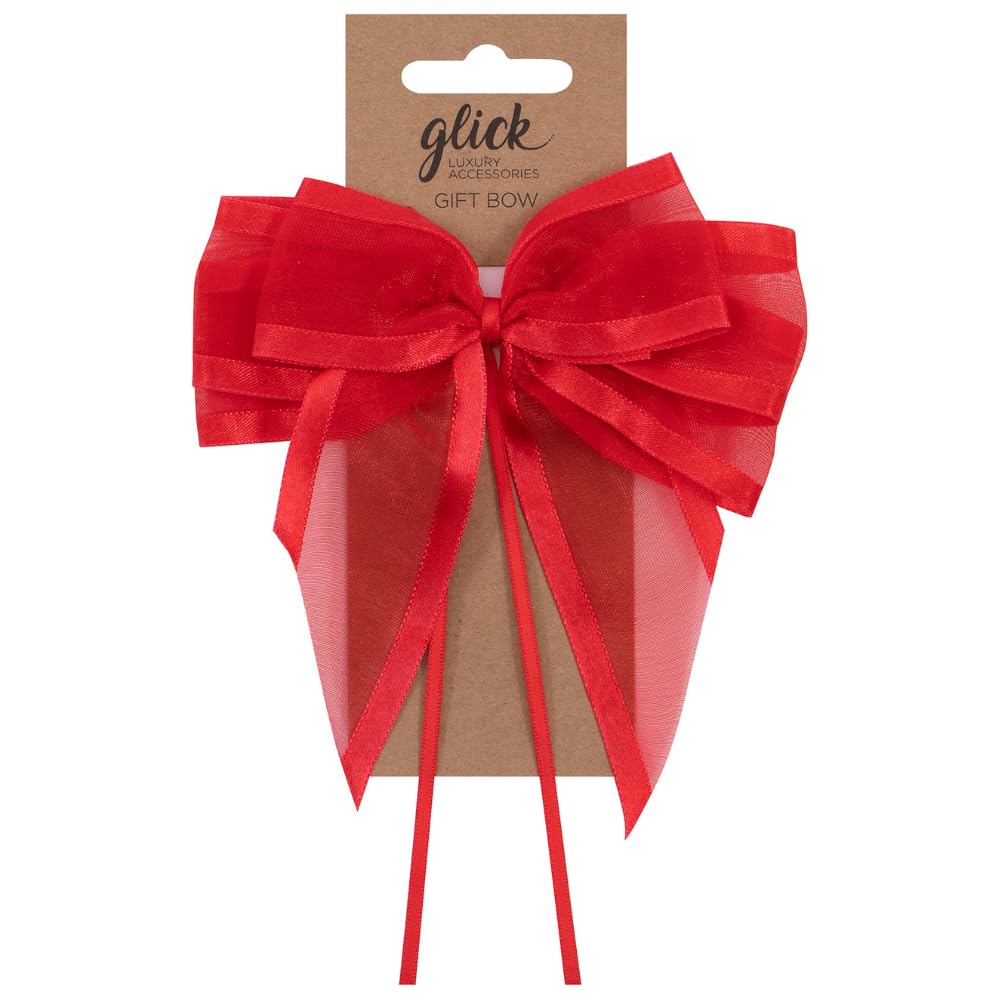 Glick Designer Satin Edge Ribbon Bow - Red Satin | 17.5 x 12 cm | Gift Wrapping 1