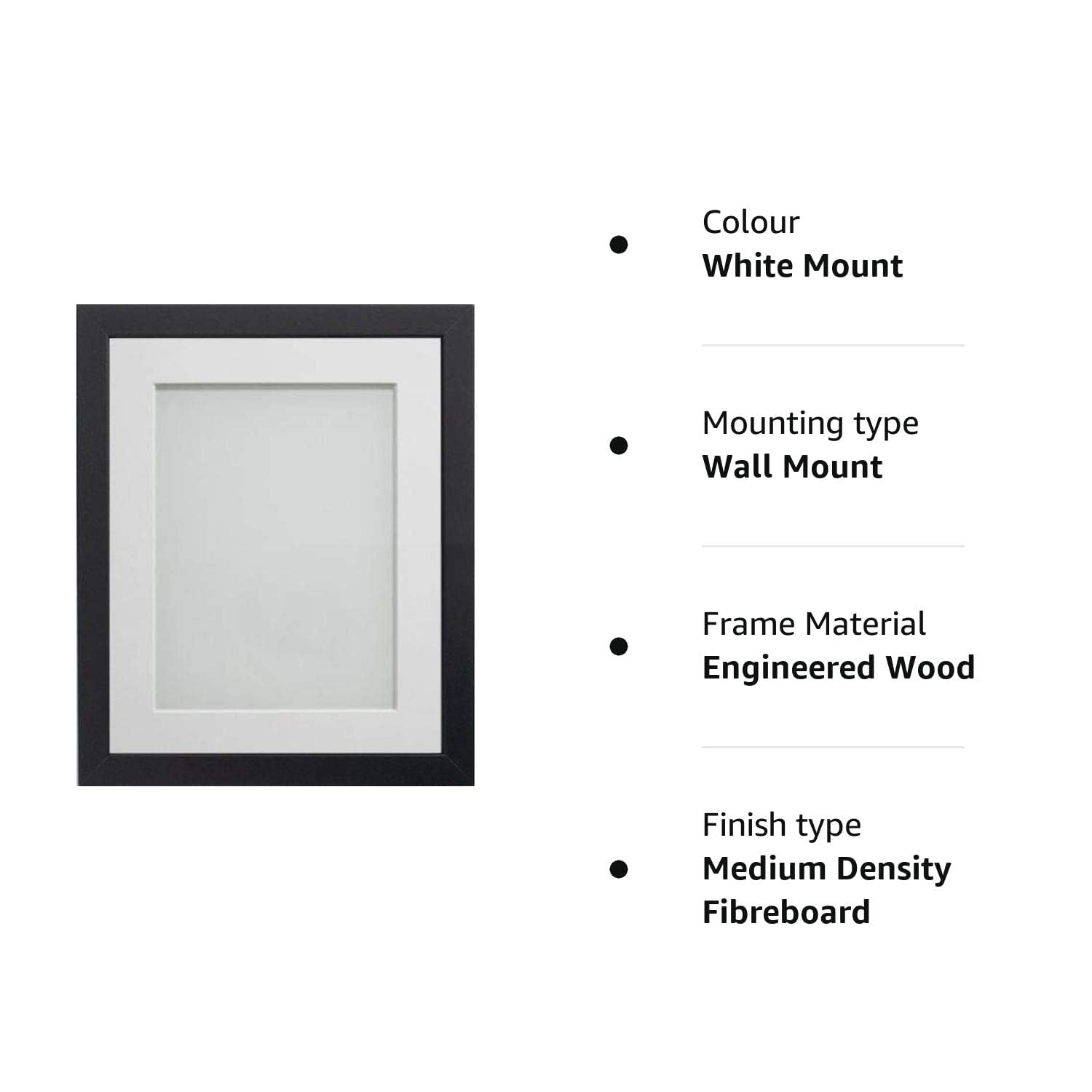 Frame Company Allington Black Frame - 14x11 inch with White Mount for A4 Image | Real Glass 3