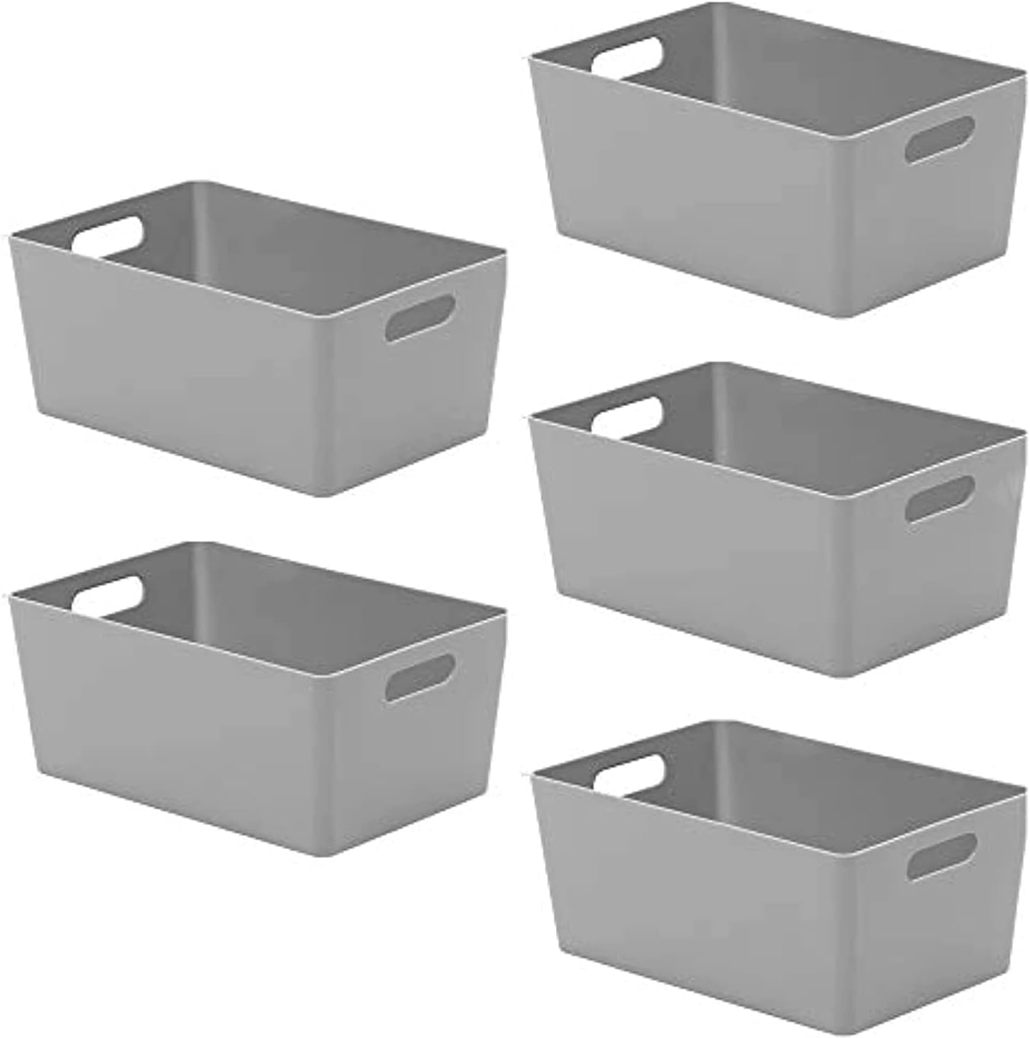 Niftii 5-Pack Plastic Shelf Baskets with Sturdy Handles | 3.9L Capacity | Grey 1