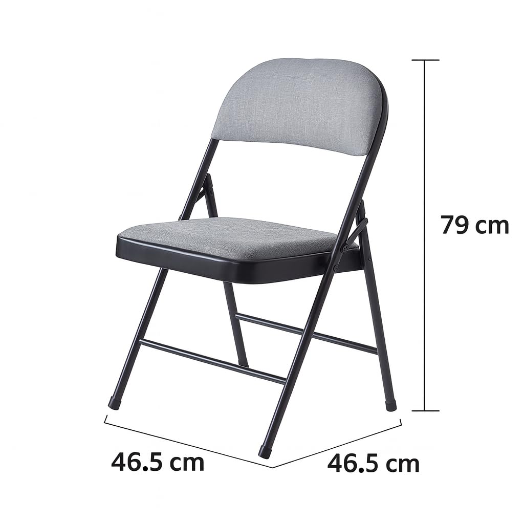 Build Rapido Padded Folding Chair - Heavy Duty Steel Frame | Grey | Oversized 3
