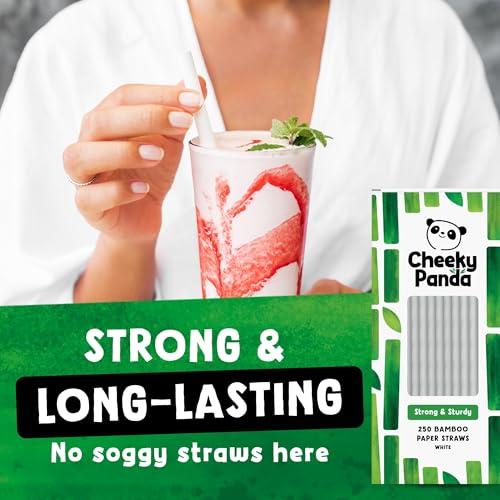 The Cheeky Panda Bamboo Paper Straws - 250 Count White | Biodegradable & Vegan Friendly 3