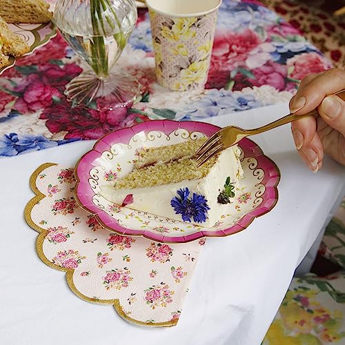 Talking Tables Pretty Floral Napkins - Pack of 50 | Pink Paper | 33cm Unfolded | Afternoon Tea & Partyware 2