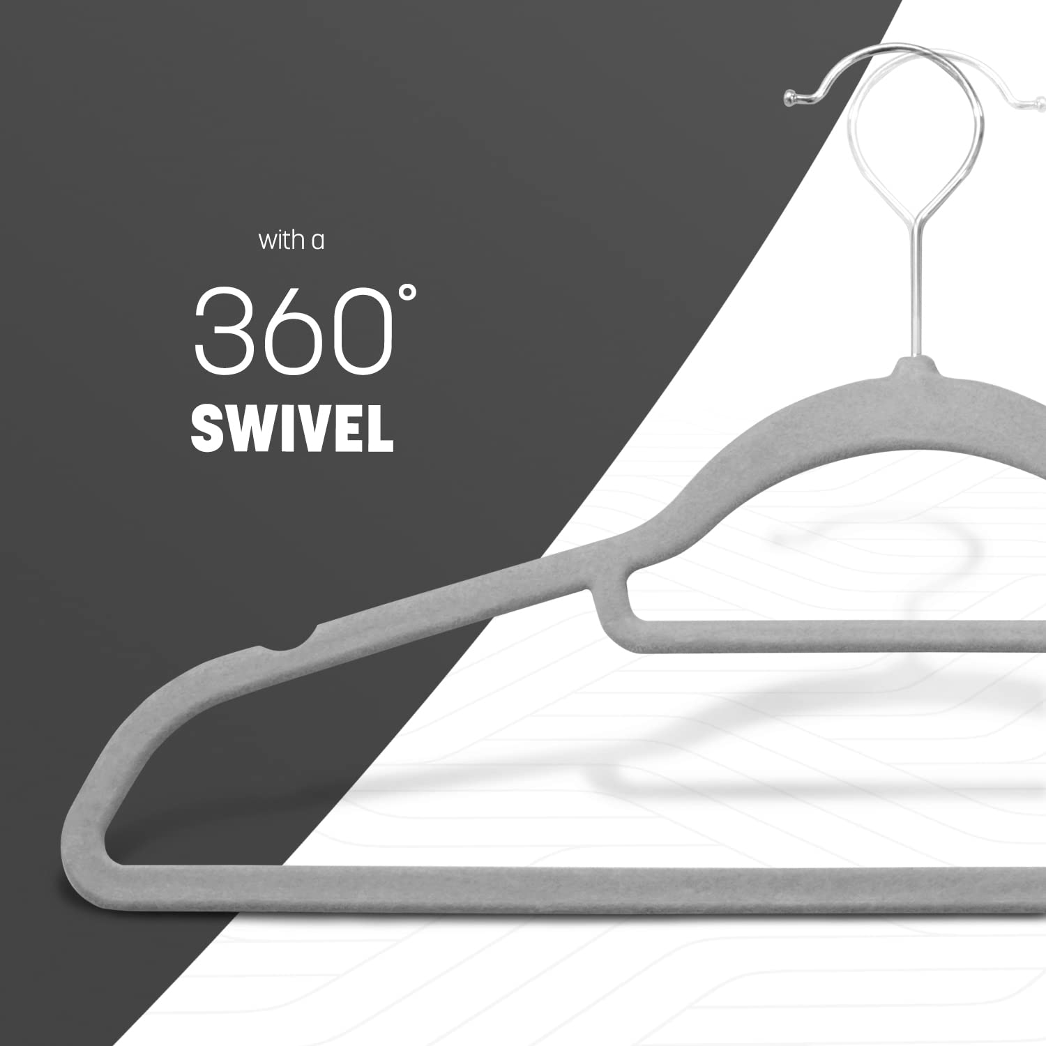 KEPLIN Velvet Hangers - 20 Pack Non-Slip Clothes Hangers with Tie Bar | 4.5kg Capacity | Grey 5