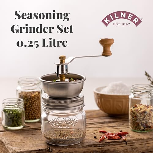 Kilner Seasoning Grinder - 250ml Glass Jar with Ceramic Grinder for Salt & Pepper 2