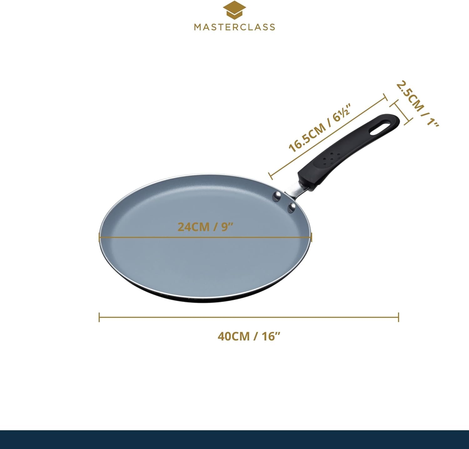MasterClass 24 cm Eco Induction Crepe & Pancake Pan | Chemical Free Non-Stick | Aluminium/Iron 2