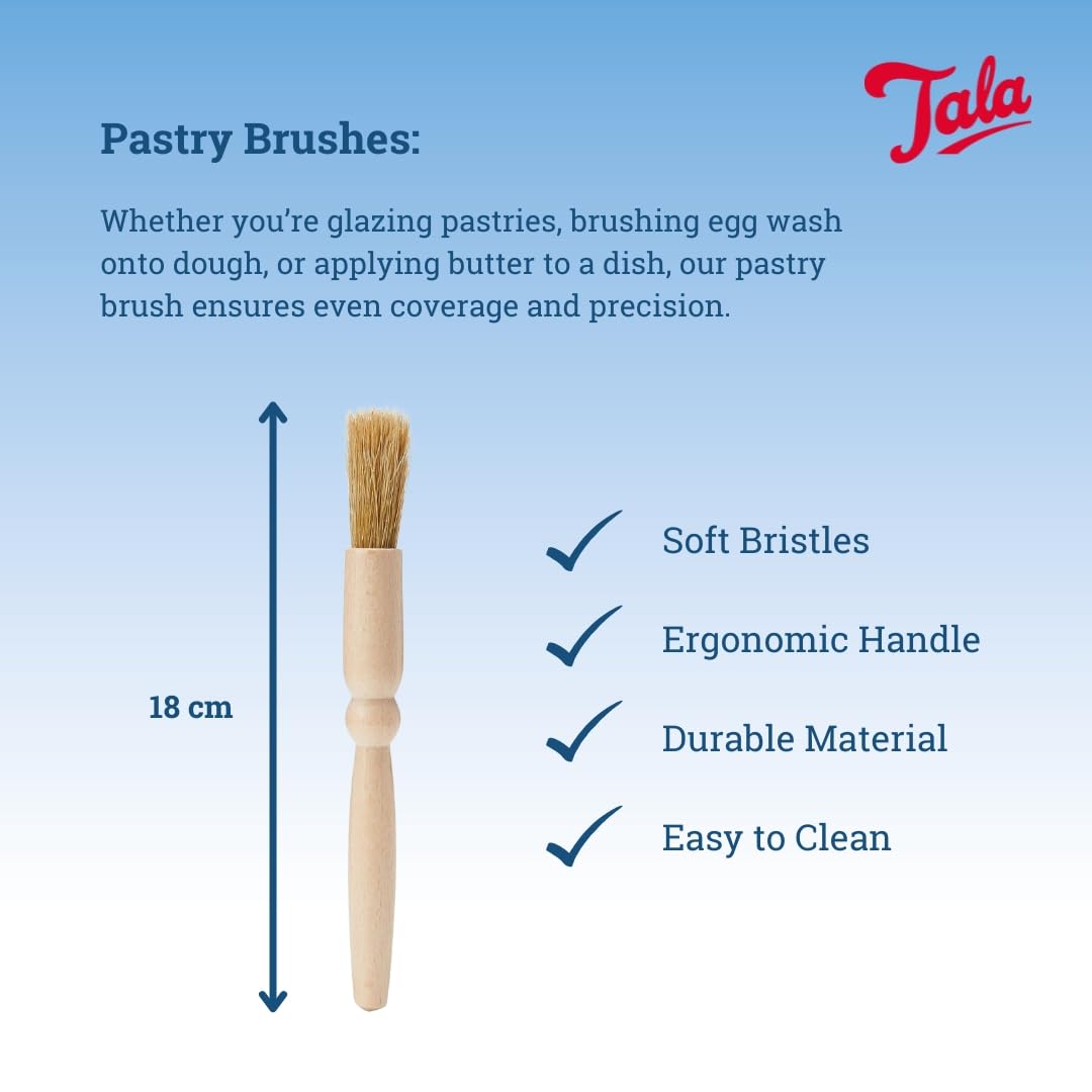 Tala Wooden Pastry Brush - Durable Wood Construction for Glazing and Basting | 190x20mm 2