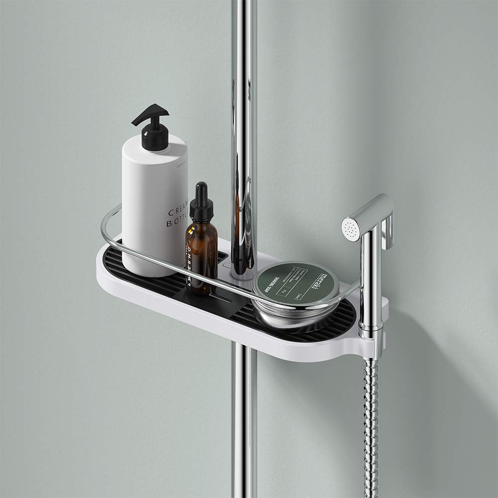 Ibergrif M34032 Shower Organiser - No Drilling, Adjustable Height | Fits 19-25mm Rail | Max Load 8kg 4