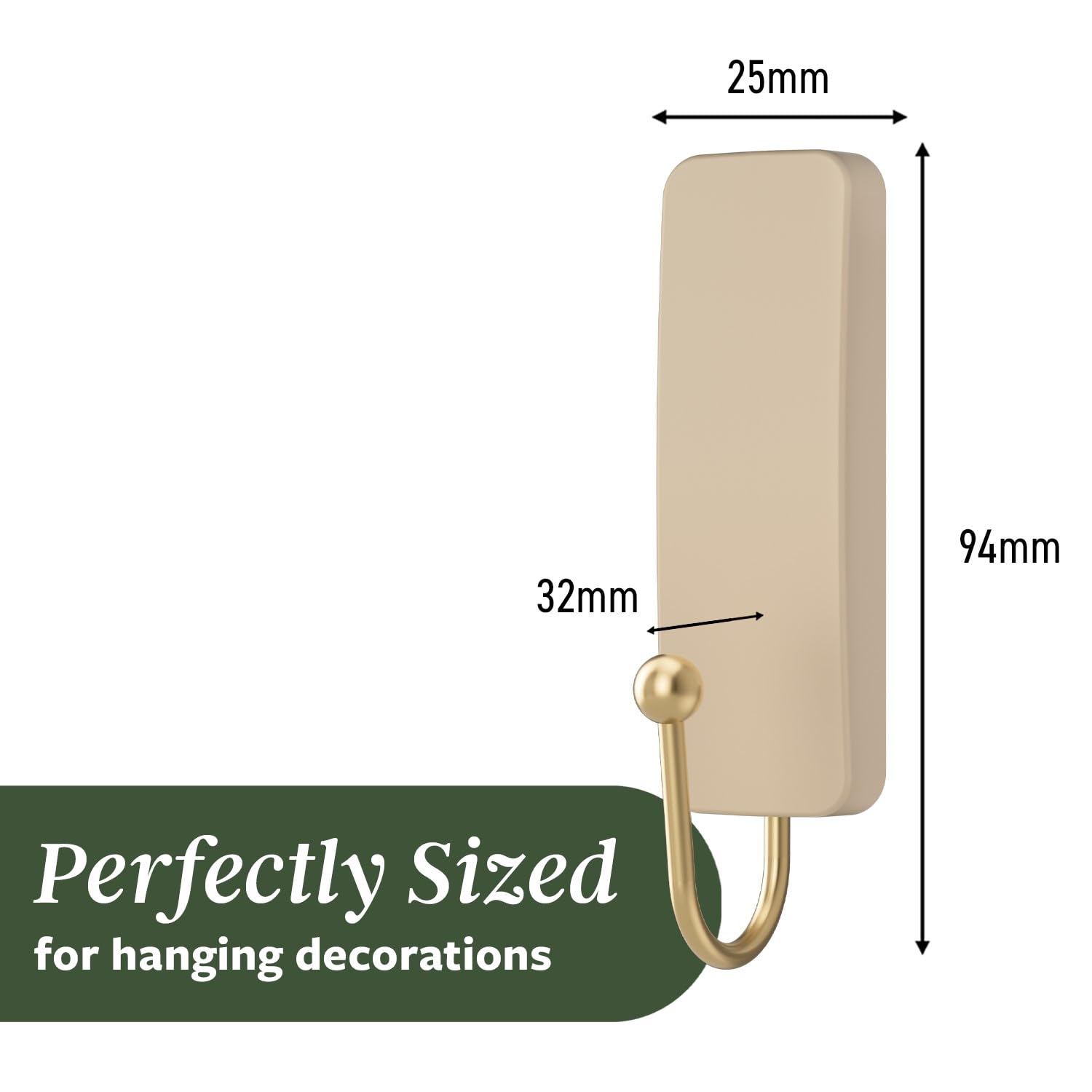 Command Medium Wall Hooks - Damage-Free Hanging, Holds 1.3kg | Latte Brown | 2 Hooks, 4 Strips 3