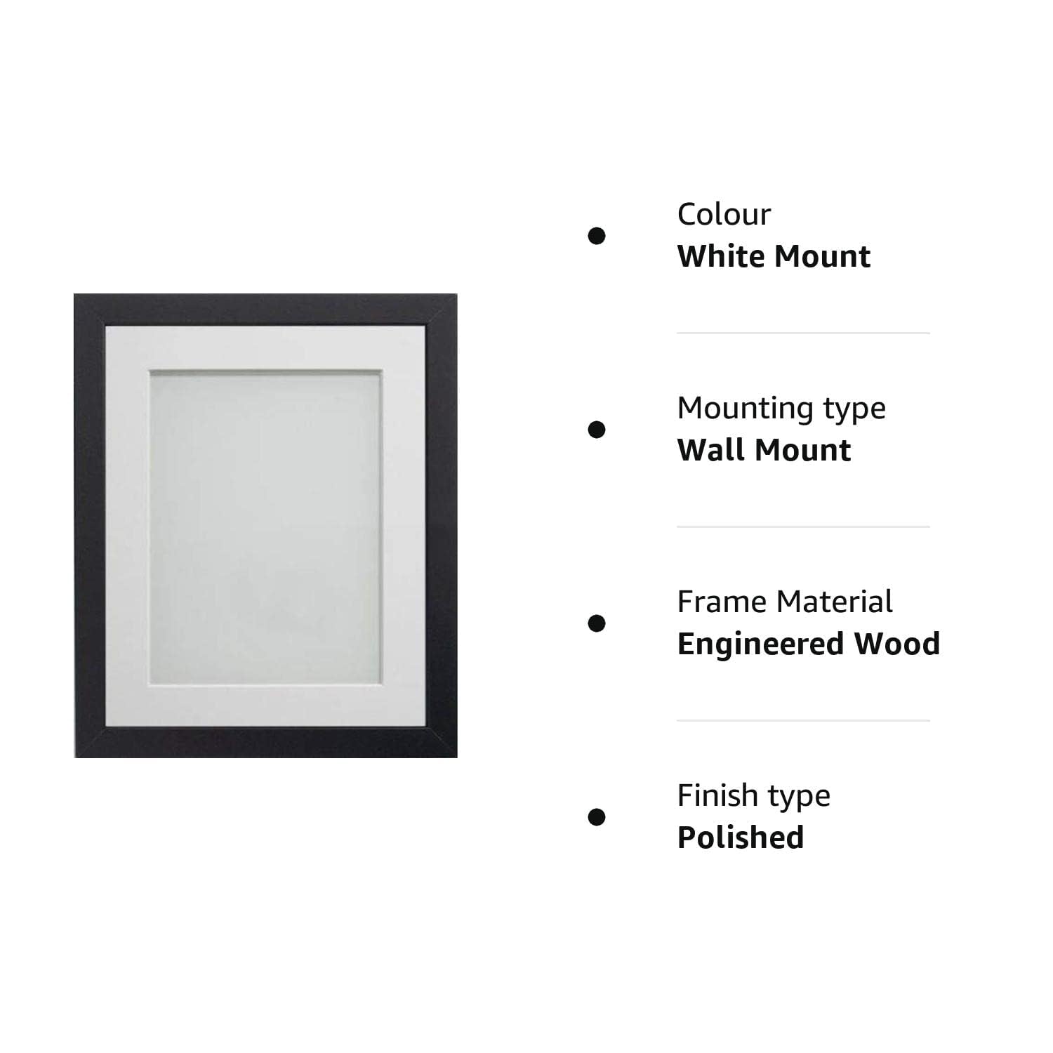 Frame Company Allington Black 14x11 inch Frame with White Mount | Foil-Wrapped MDF | Ready to Hang 3