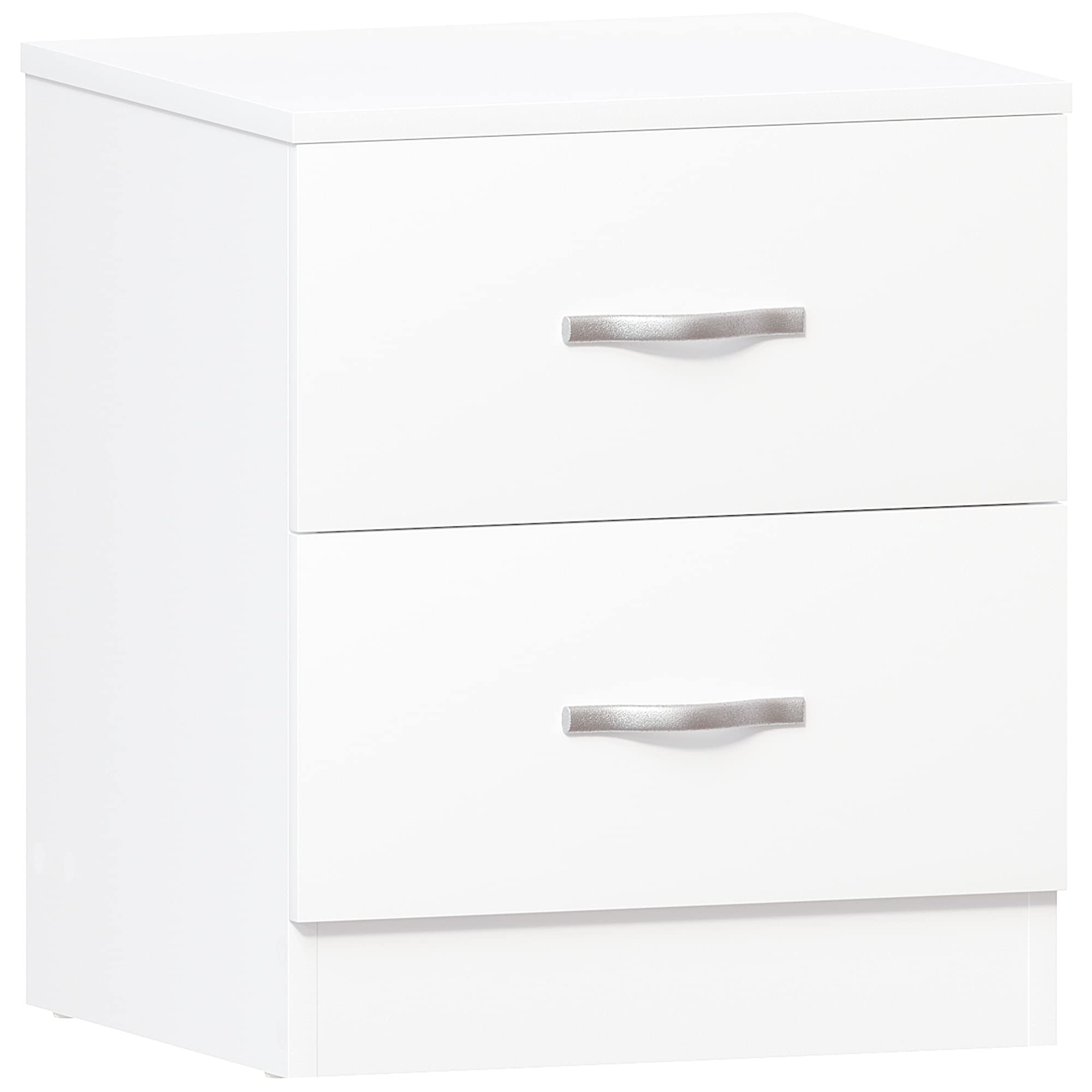 Vida Designs White Bedside Cabinet - 2 Drawers with Metal Handles | 47H x 40W x 36D cm 1